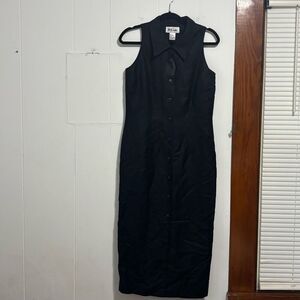 NY Sake Vintage 90’s Pencil‎ Button Front Linen MIDI Dress 8